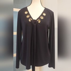 Michael Kors Elegant Black Top with Gold Accents